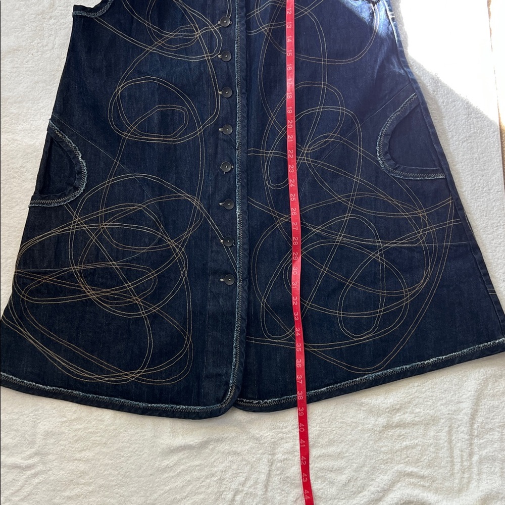 Cynthia Ashby Long Dark Blue Denim Vest, Women’s Size M (12-14) - Picture 12 of 12